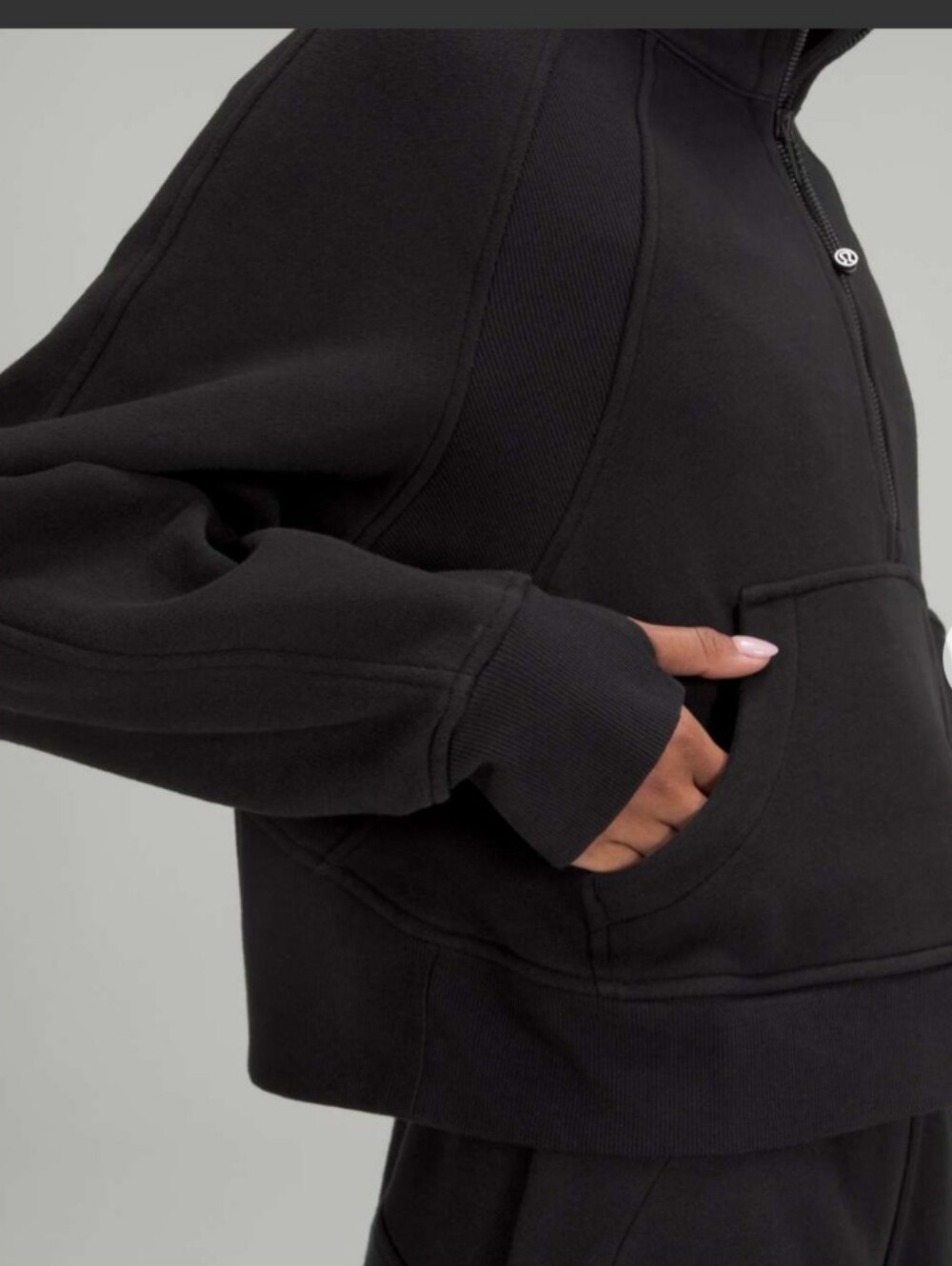 #142. Lululemon Scuba Oversized Funnel Neck Shirt - Black - Picture 4 of 10